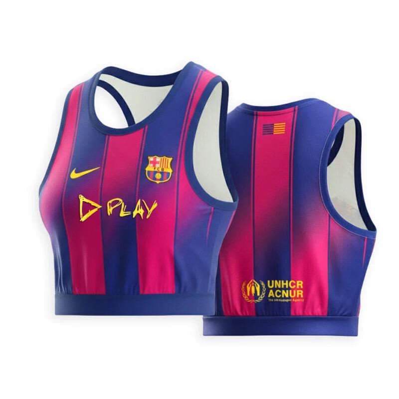 FC Barcelona x ED SHEERAN 2025-26 Crop Jersey Classic Fan Essential Women’s Soccer Top – Scarlet by Soccer Jersey