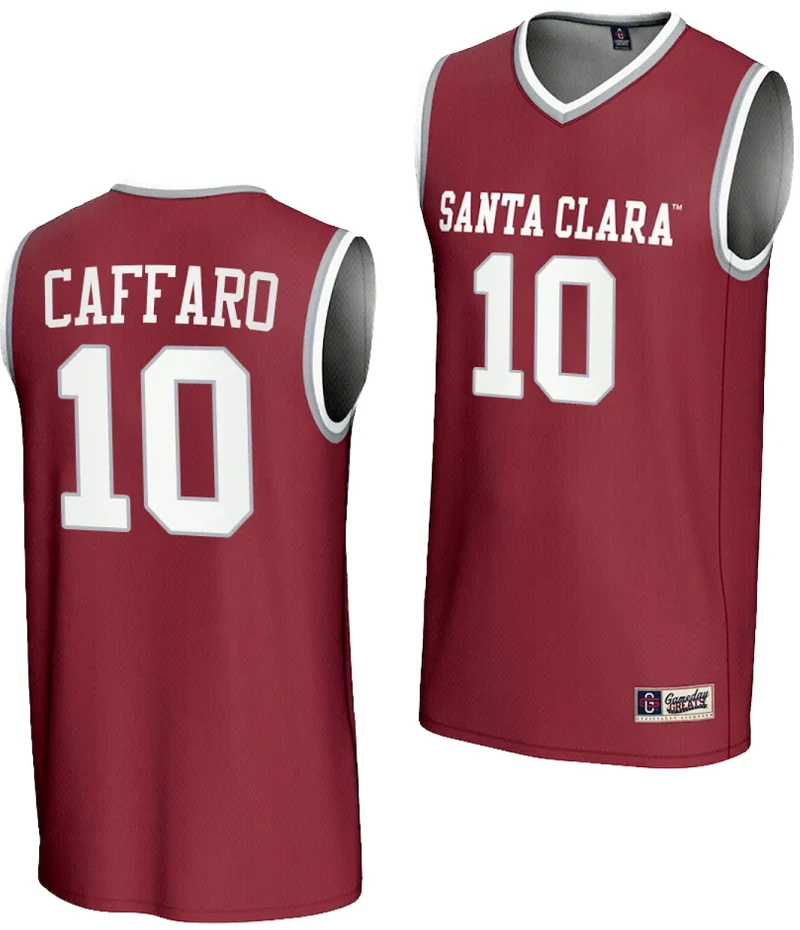 Francisco Caffaro Jersey #10 Santa Clara Broncos Basketball NIL Lightweight Maroon by My store basketball