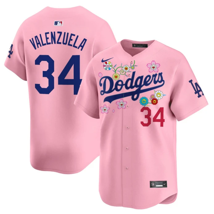 Fernando Valenzuela Jersey #34 Dodgers x Takashi Murakami 2025 Vapor Limited Stitched Cherry Blossom by My Store