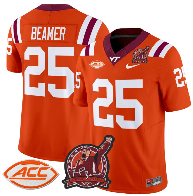 Frank Beamer Jersey #25 Virginia Tech Hokies Coach Frank Beamer Orange by NCAA Football Jersey