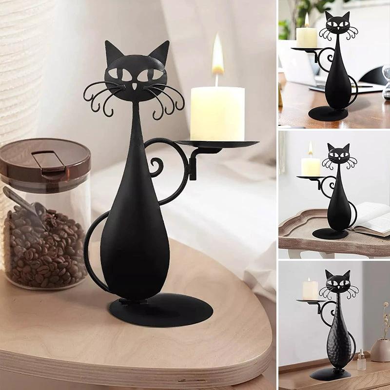 Candle holder black cat by Bowlift
