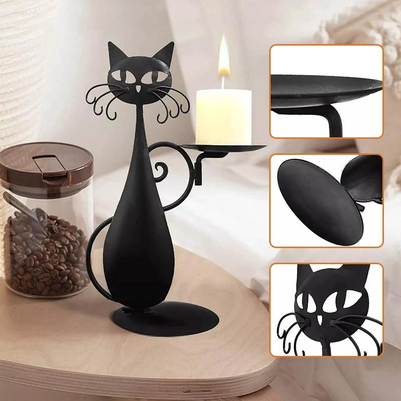 Candle holder black cat by Bowlift