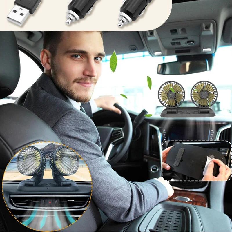 Mini swivel fan with double head for the car by Bowlift