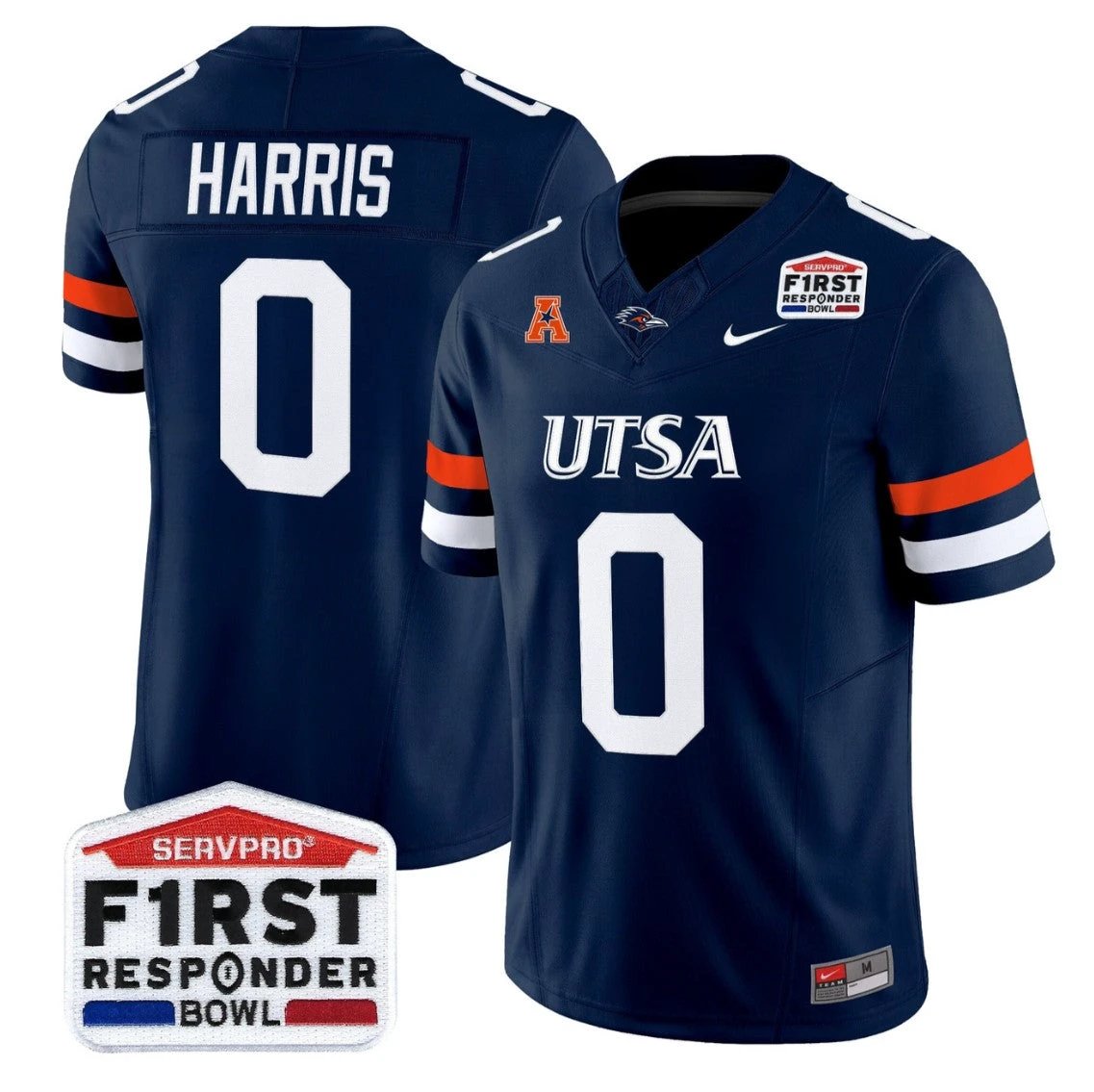 Frank Harris Jersey #0 UTSA Roadrunners 2025 First Responder Bowl Stitched Navy by NCAA Football Jersey