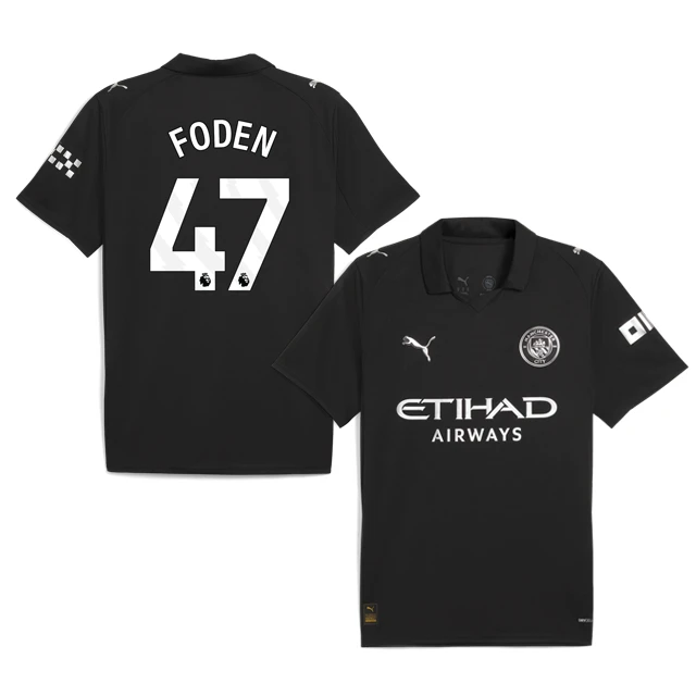 FODEN #47 Manchester City 2025-26 Away Jersey – Black by Soccer Jersey