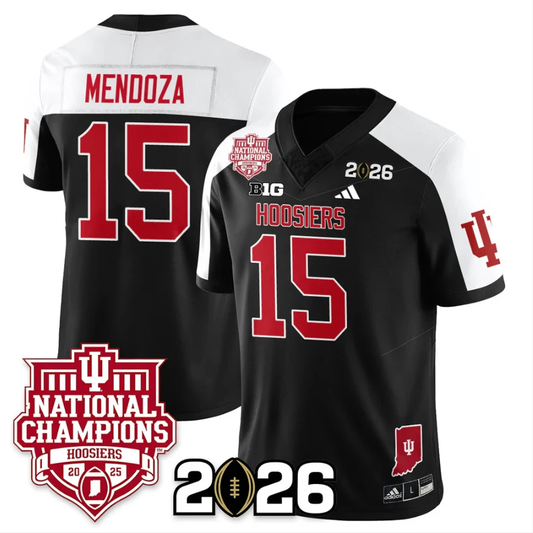 Fernando Mendoza Jersey #15 Indiana Hoosiers 2025 National Champions Black Alternate by My Store NCAA Football Jerseys