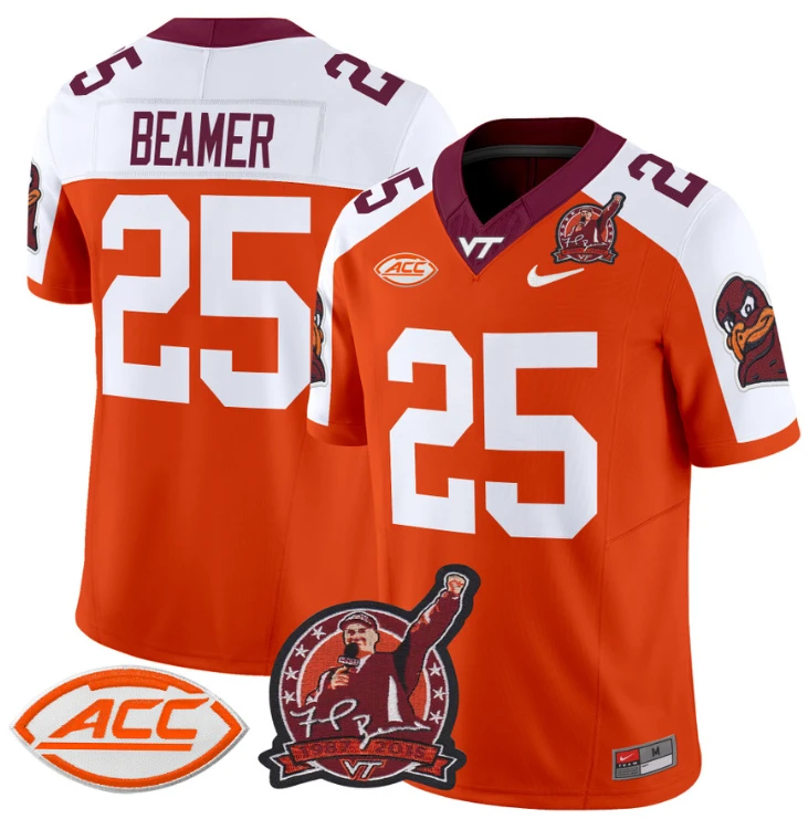 Frank Beamer Jersey #25 Virginia Tech Hokies Coach Frank Beamer Orange Alternate by NCAA Football Jersey