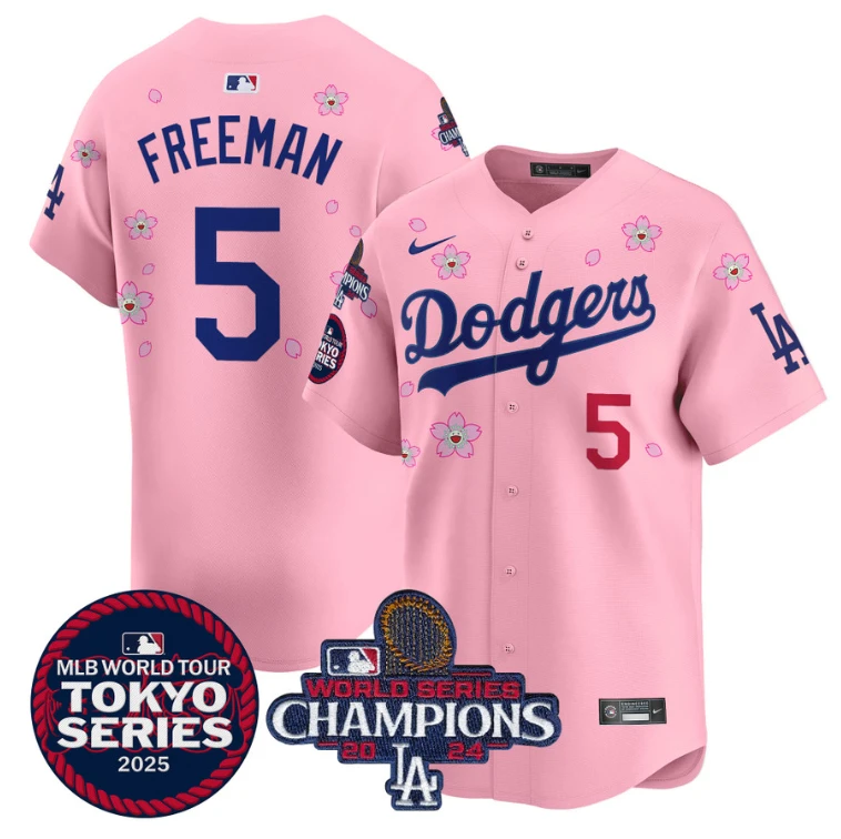 Freddie Freeman Jersey #5 Dodgers Tokyo Series 2025 World Series Champions Patch Cherry Blossom by My Store