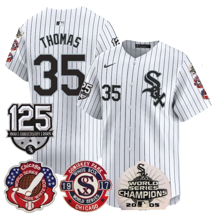 Frank Thomas Jersey #35 Chicago White Sox 125th Anniversary World Series Champions White by My Store