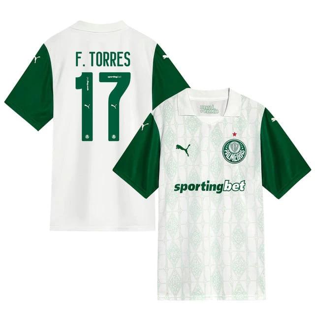 Facundo Torres #17 Palmeiras 2025-26 Away Match Jersey – White by Soccer Jersey