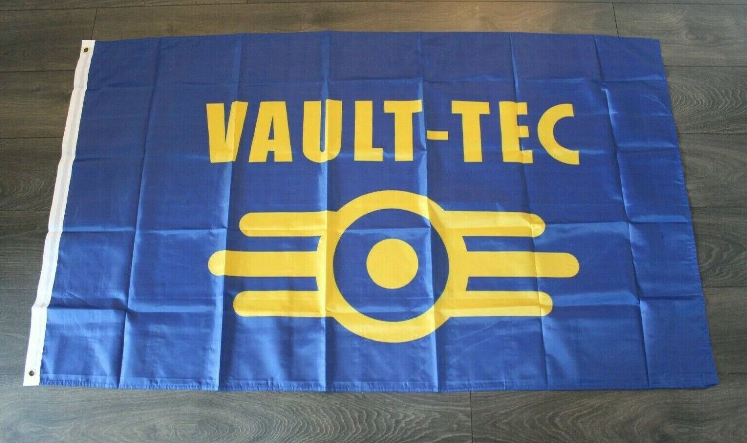 Fallout Vault Tech Banner Flag 3x5ft Blue Yellow Logo 76 New by flagsjustdoit