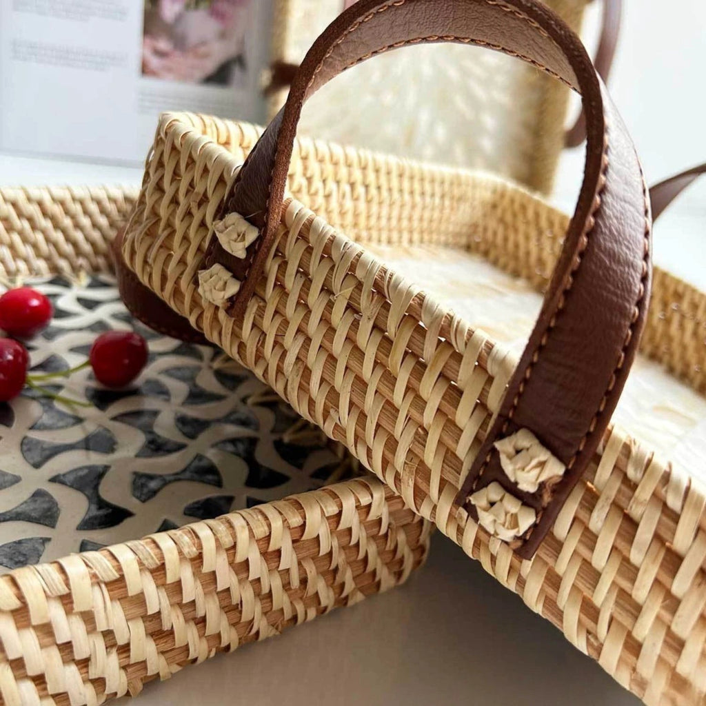 Farmhouse Rattan Tray in Assorted Patterns by Casa & Beyond