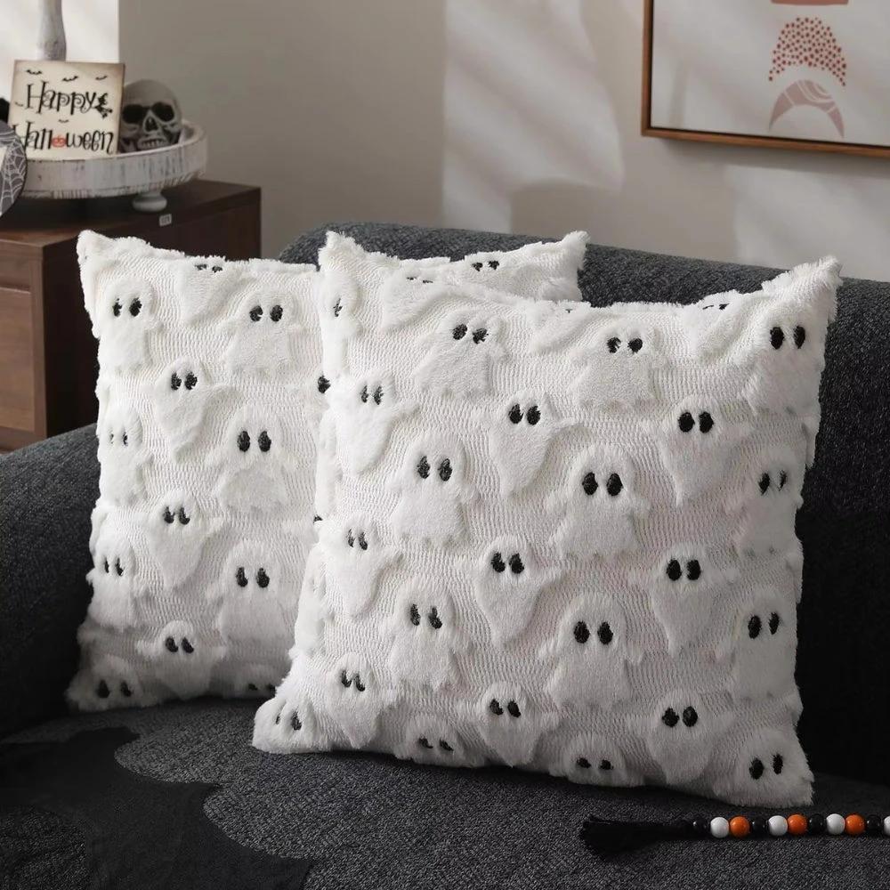 Faux Fleece Halloween Pumpkin Cushion Cover by Casa & Beyond