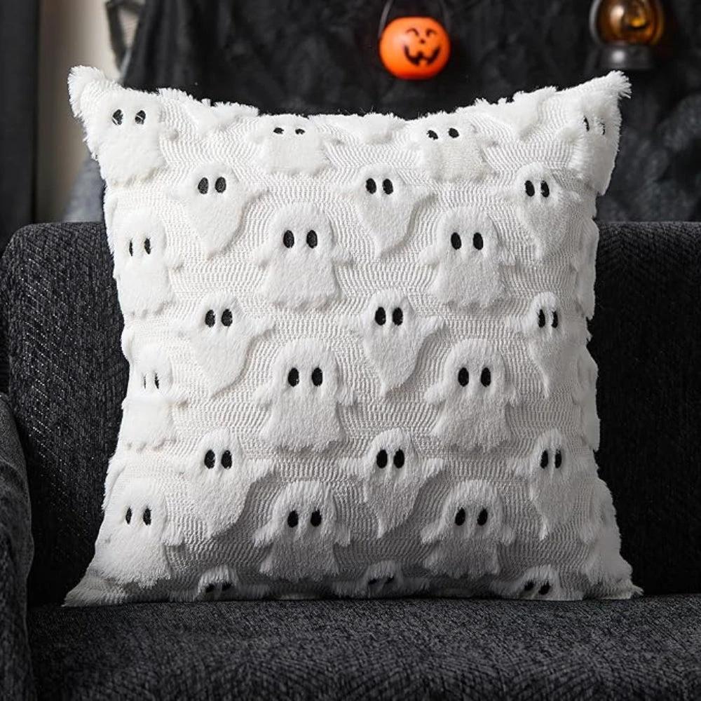 Faux Fleece Halloween Pumpkin Cushion Cover by Casa & Beyond