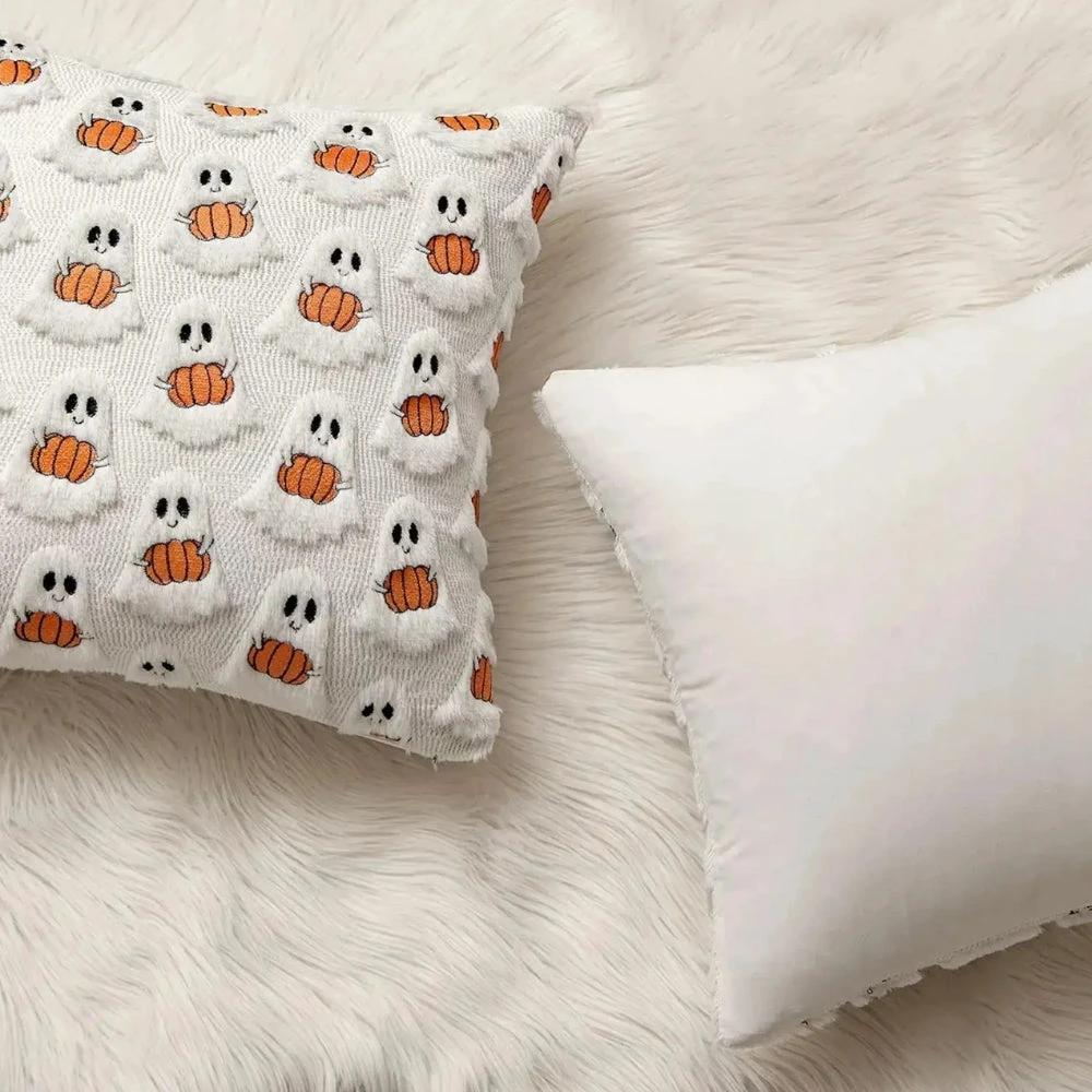 Faux Fleece Halloween Pumpkin Cushion Cover by Casa & Beyond