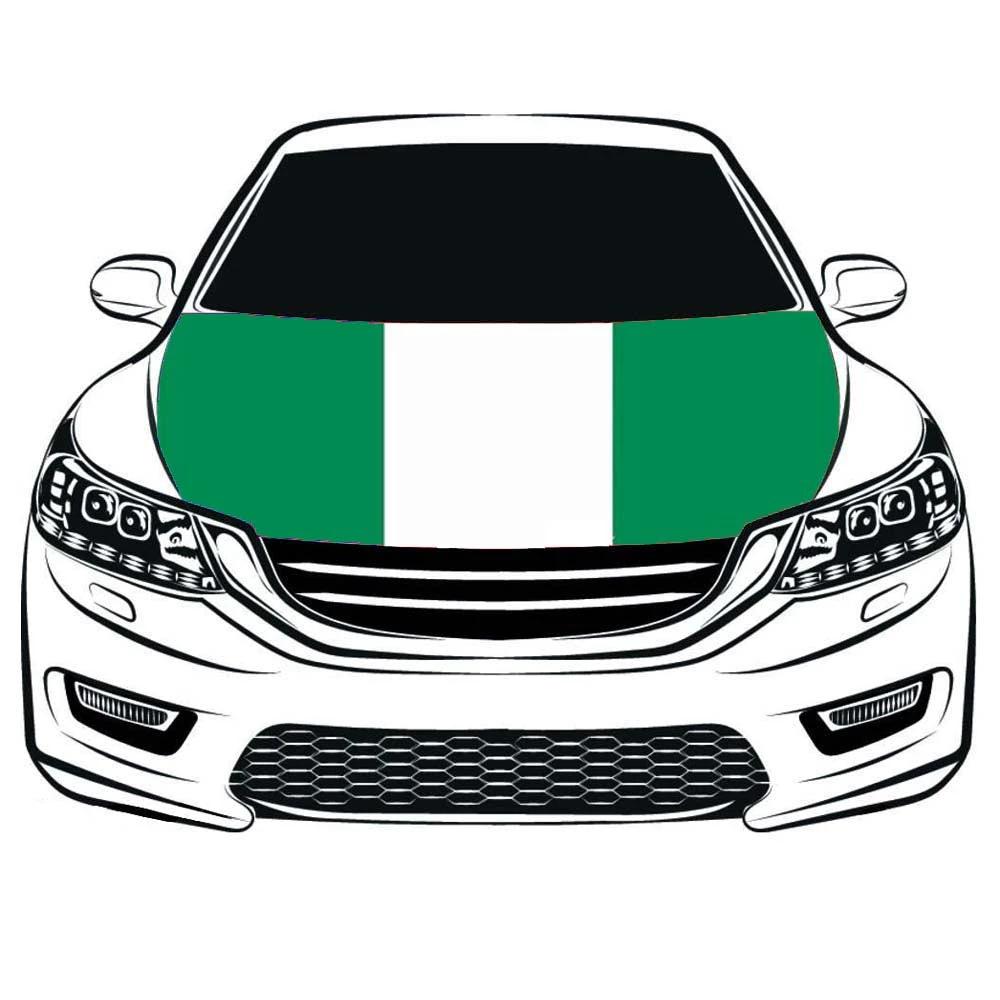 Nigerian flag，Car Hood Cover Flag of The Federal Republic of Nigeria, Engine Banner Flags Nigeria,3.3X5ft/6X7FT,100% Polyester Elastic Fabrics Can be Washed by flagsshop