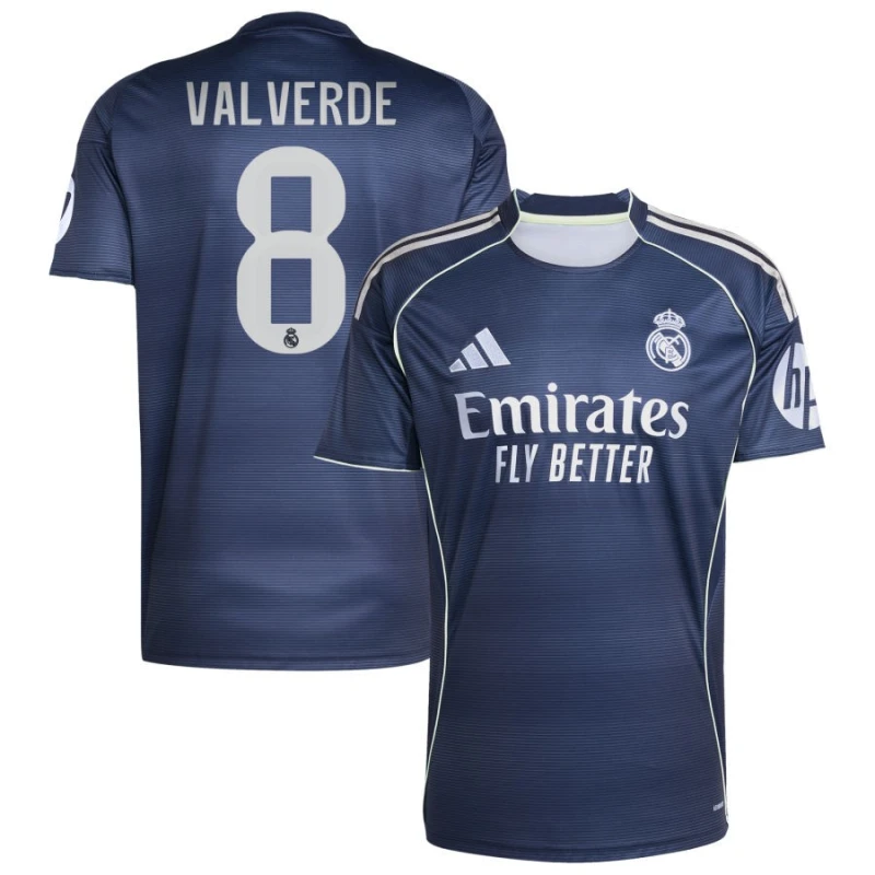 Federico Valverde 8 Real Madrid 2025-26 Away Jersey – Blue by Soccer Jersey