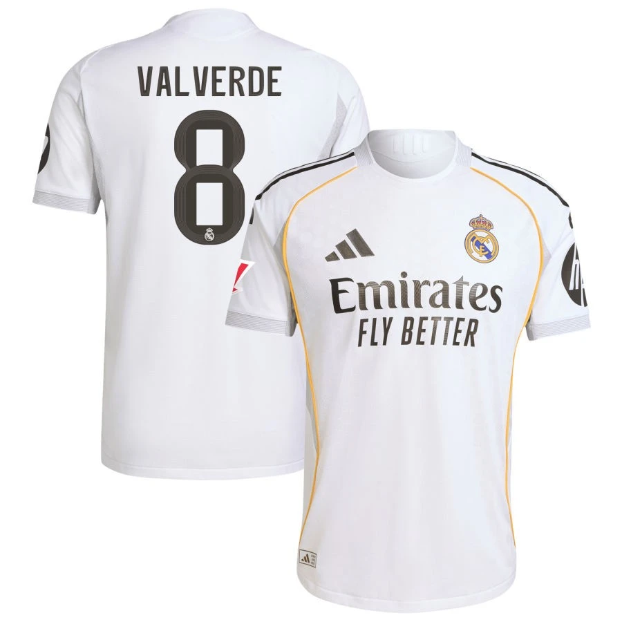 Federico Valverde 8 Real Madrid 2025-26 Home Jersey – White by Soccer Jersey