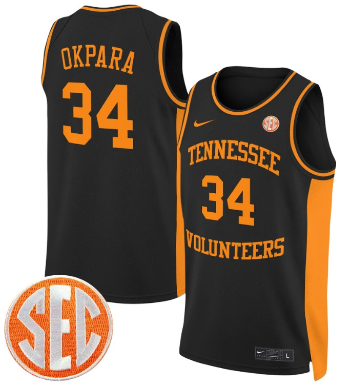 Felix Okpara Jersey #34 Tennessee Vols 2024 Swingman Basketball Black by My store basketball