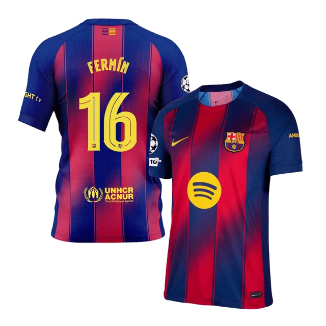 Fermin Lopez 16 Barcelona 2025-26 Home Jersey – Scarlet by Soccer Jersey