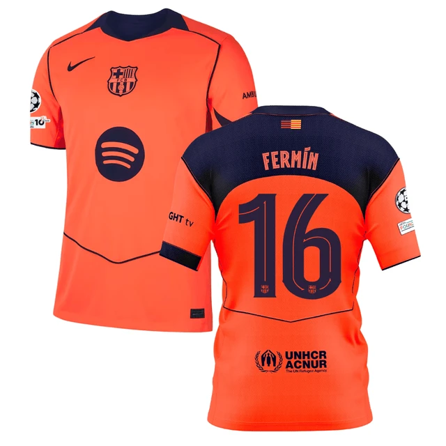 Fermín López 16 Barcelona 2025-26 Third Match Jersey – Orange by Soccer Jersey