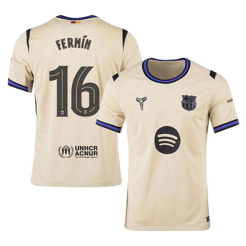 Fermin Lopez #16 Barcelona 2025-26 Away Jersey – Cream by Soccer Jersey