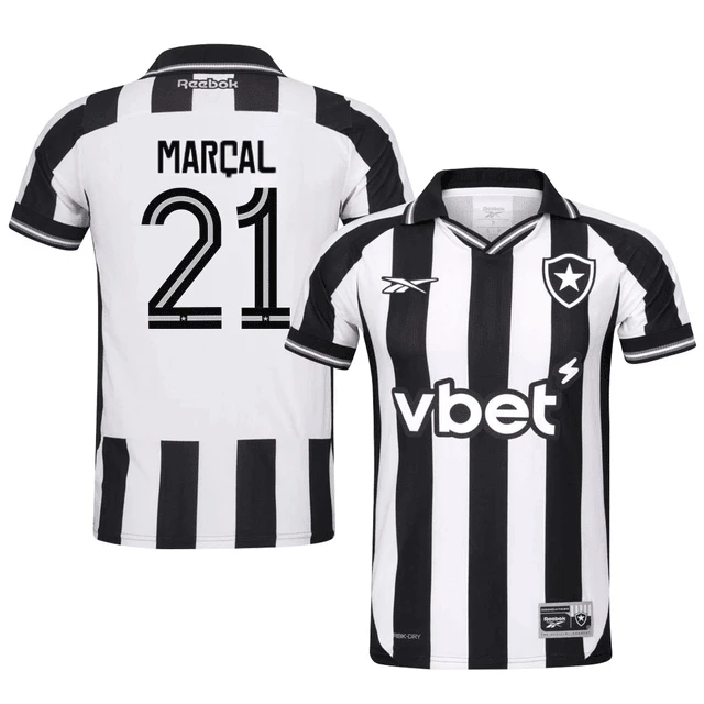 Fernando Marcal #21 Botafogo 2025-26 Home Jersey – Black White by Soccer Jersey