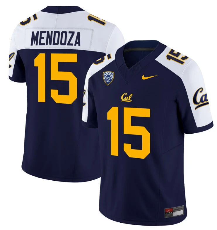 Fernando Mendoza Jersey #15 California Golden Bears Stitched Navy Alternate by NCAA Football Jersey
