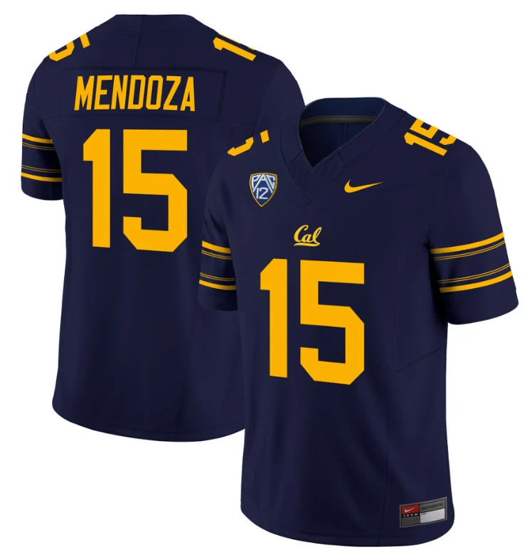 Fernando Mendoza Jersey #15 California Golden Bears Stitched Navy by NCAA Football Jersey
