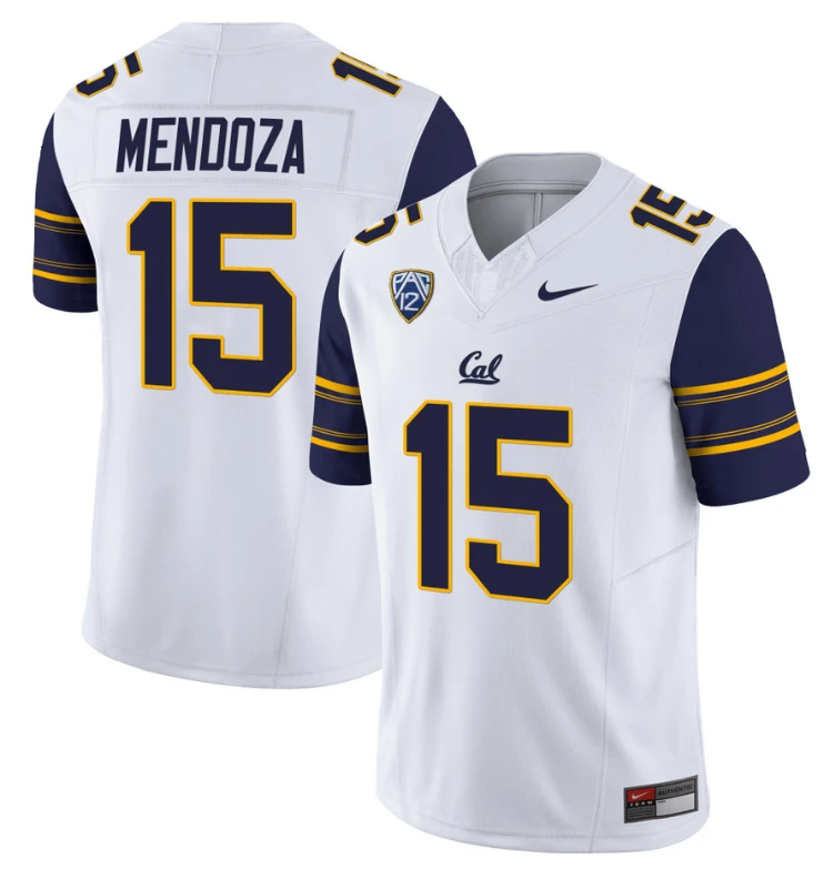 Fernando Mendoza Jersey #15 California Golden Bears Stitched White by NCAA Football Jersey