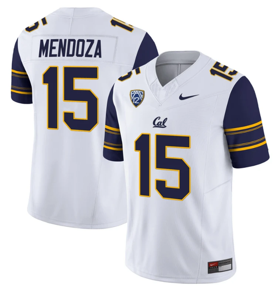Fernando Mendoza Jersey #15 California Golden Bears Stitched White by NCAA Football Jersey