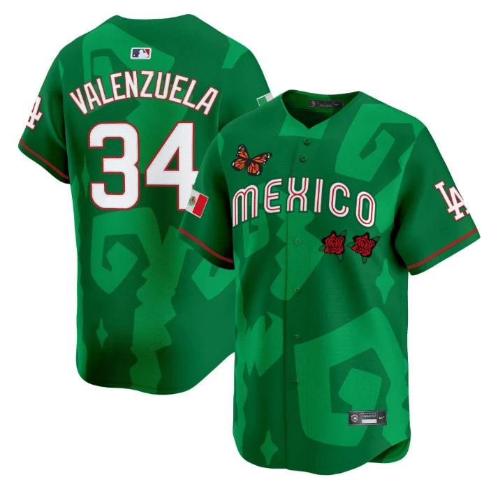 Fernando Valenzuela Jersey #34 2025 Mexican Heritage x Sentrock Vapor Limited Stitched Green by My Store