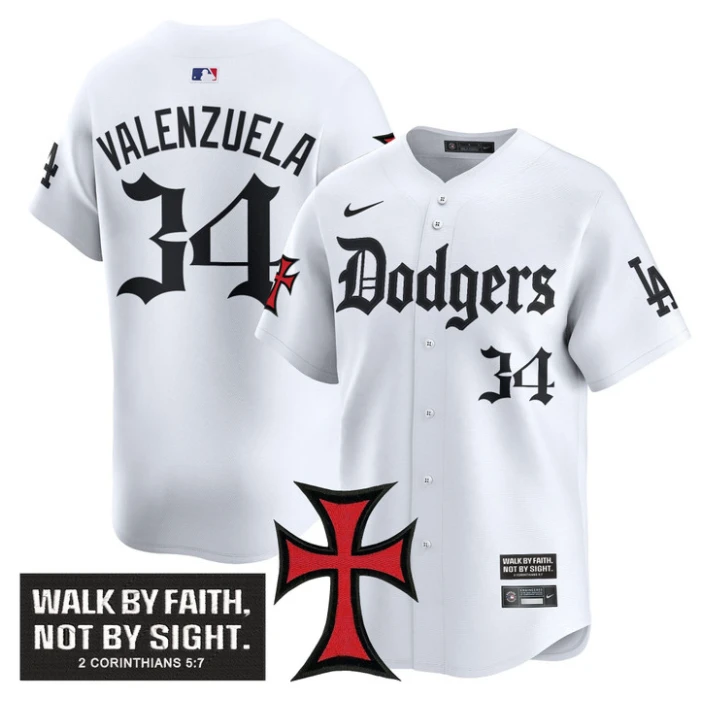 Fernando Valenzuela Jersey #34 Dodgers Faith Glory Edition Vapor Premier Limited Stitched White by My Store