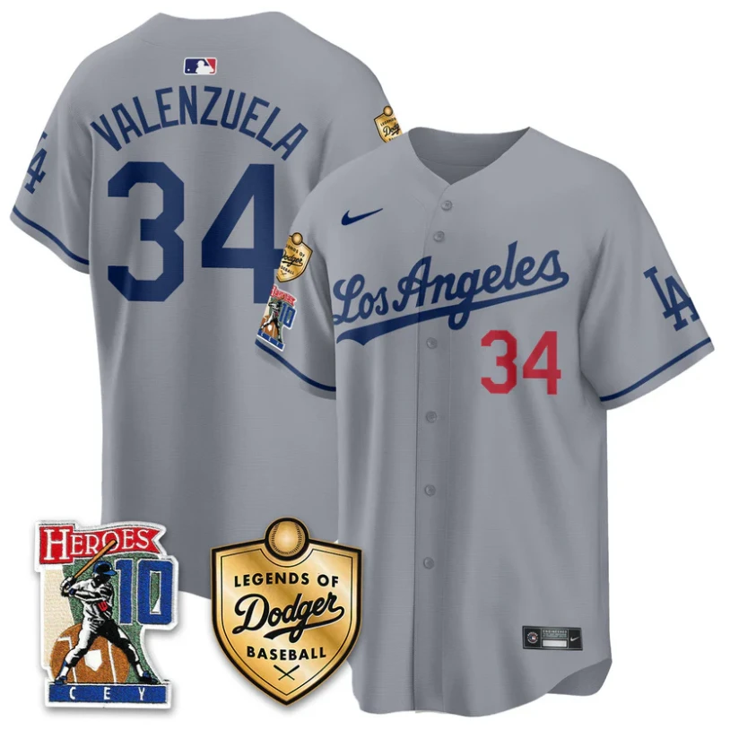 Fernando Valenzuela Jersey #34 Dodgers Ron Cey Legends Of Dodgers Gray by My Store