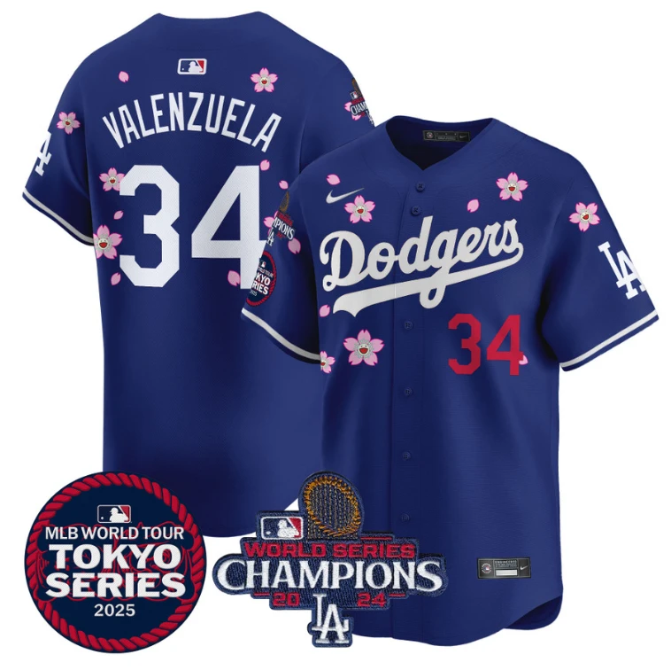 Fernando Valenzuela Jersey #34 Dodgers Tokyo Series 2025 World Series Champions Patch Royal by My Store