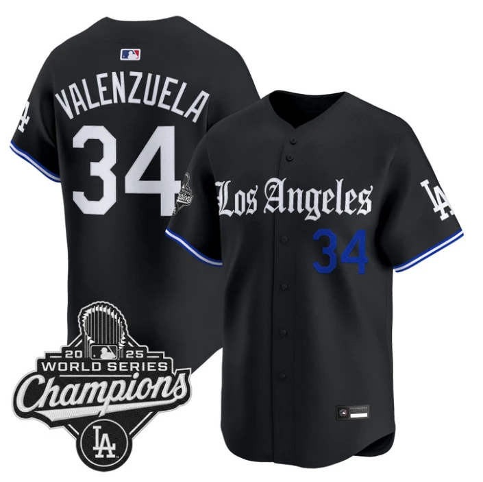 Fernando Valenzuela Jersey #34 Los Angeles Dodgers Gothic Edition Stitched by My Store