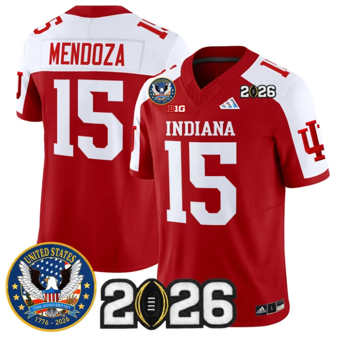 Fernando Mendoza Jersey #15 Hoosiers United States 250th V2 Stitched by My Store NCAA Football Jerseys