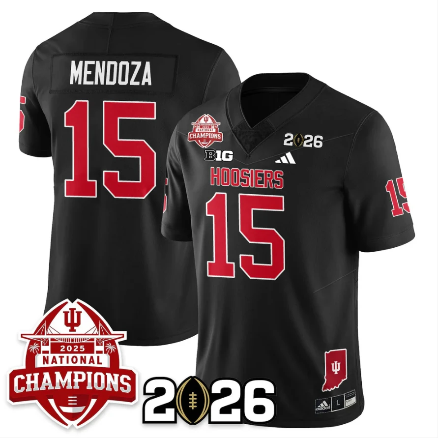 Fernando Mendoza Jersey #15 Indiana Hoosiers 2025 National Champions V2 Stitched by My Store NCAA Football Jerseys