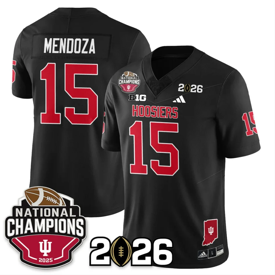 Fernando Mendoza Jersey #15 Indiana Hoosiers 2025 National Champions V3 Stitched by My Store NCAA Football Jerseys