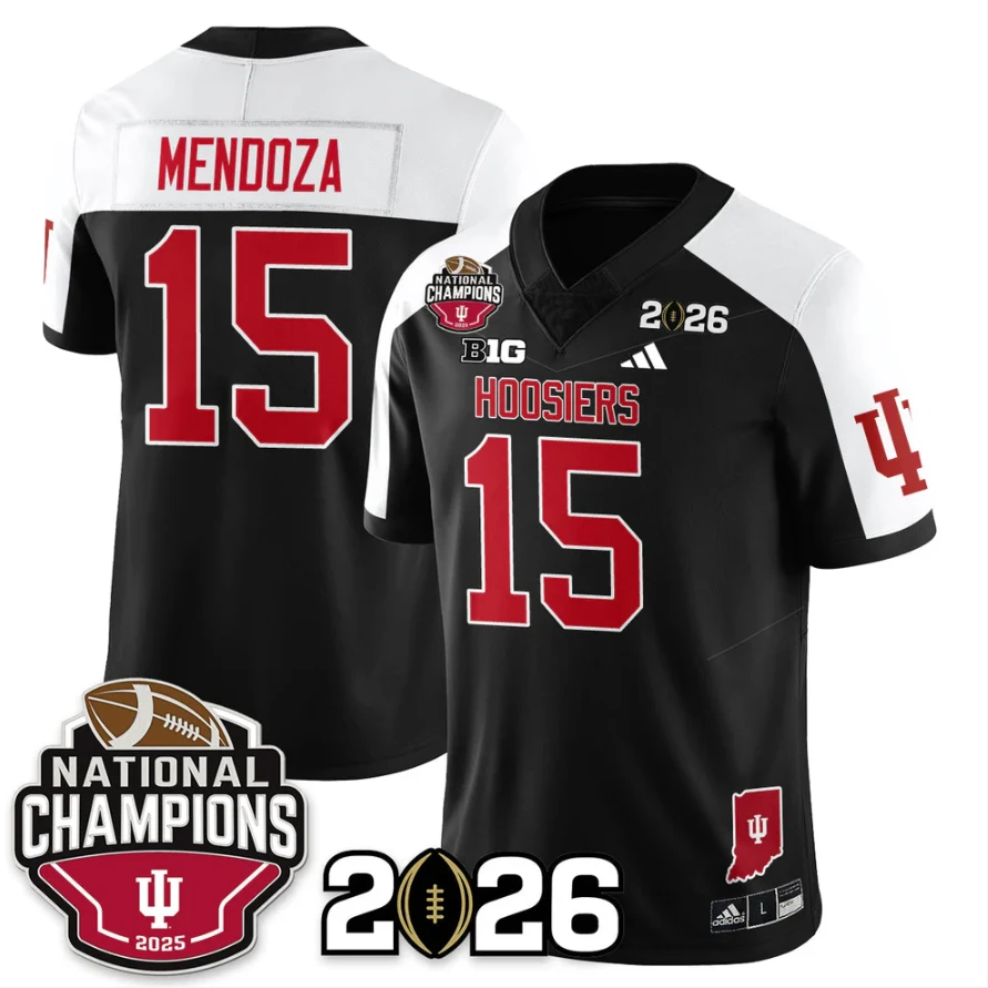 Fernando Mendoza Jersey #15 Indiana Hoosiers 2025 National Champions V3 Stitched by My Store NCAA Football Jerseys