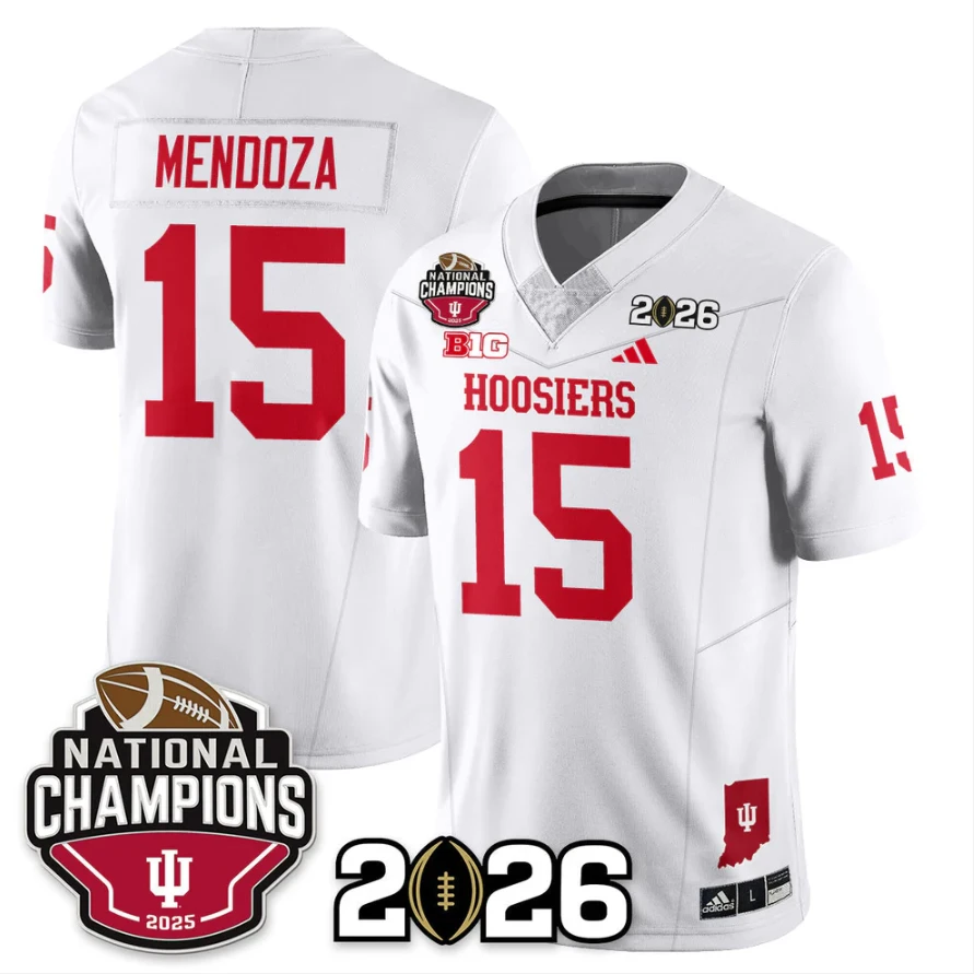 Fernando Mendoza Jersey #15 Indiana Hoosiers 2025 National Champions V3 Stitched by My Store NCAA Football Jerseys