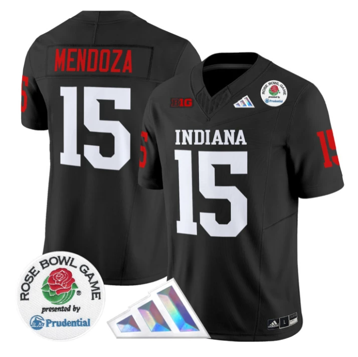 Fernando Mendoza Jersey #15 Indiana Hoosiers 2025 Rose Bowl V2 Stitched by My Store NCAA Football Jerseys
