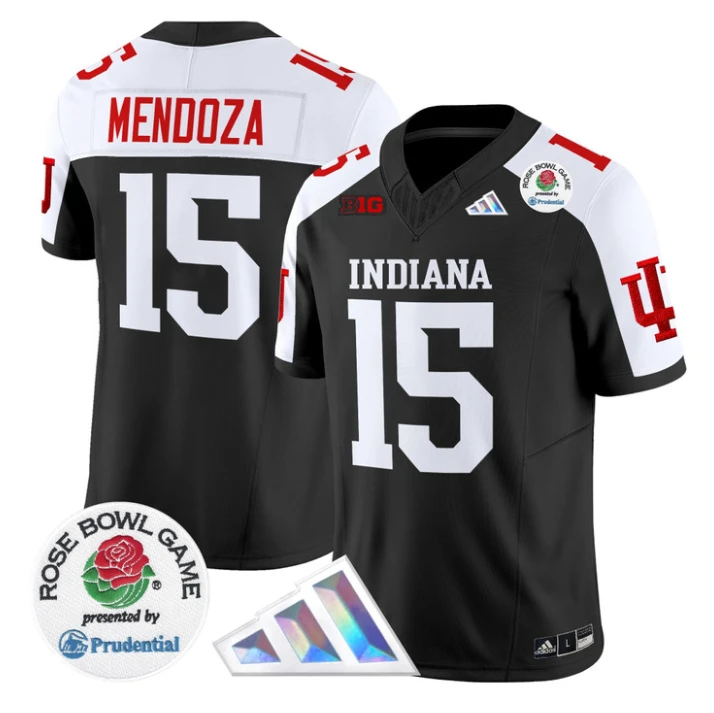 Fernando Mendoza Jersey #15 Indiana Hoosiers 2025 Rose Bowl V2 Stitched by My Store NCAA Football Jerseys