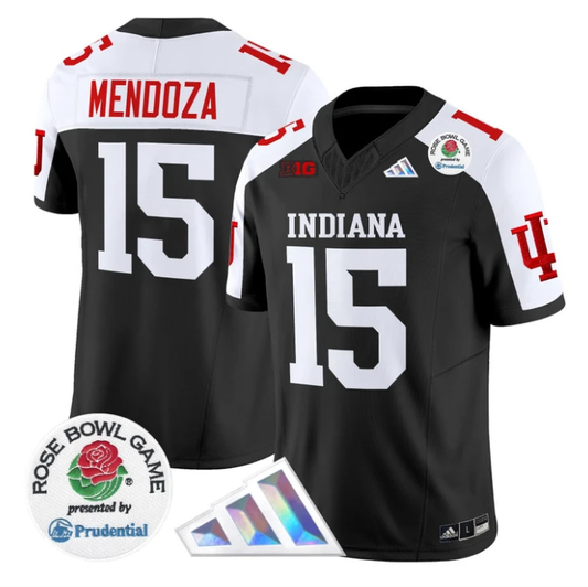 Fernando Mendoza Jersey #15 Indiana Hoosiers 2025 Rose Bowl V2 Stitched by My Store NCAA Football Jerseys