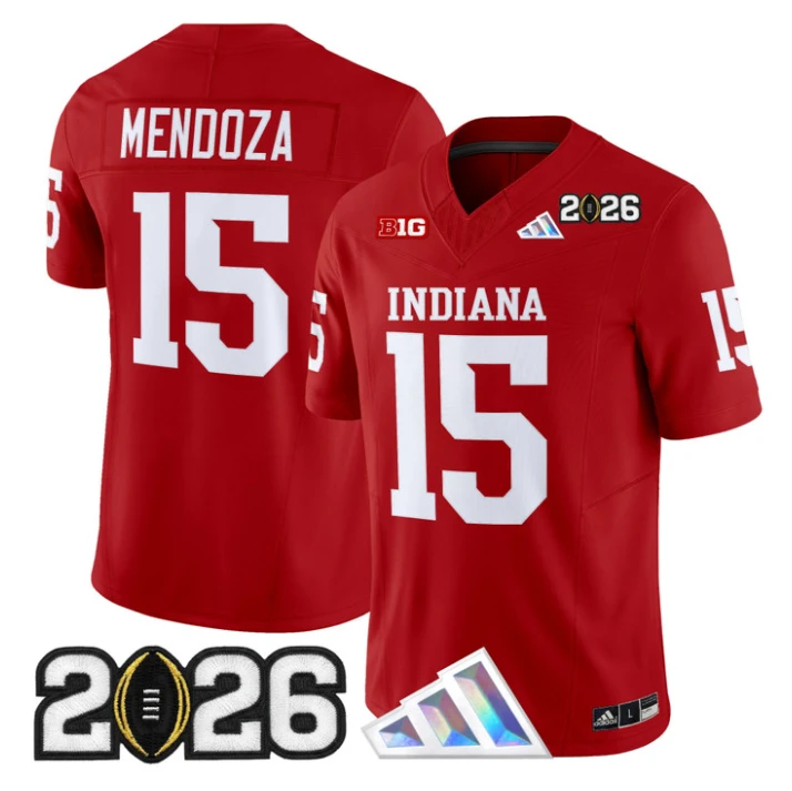 Fernando Mendoza Jersey #15 Indiana Hoosiers 2026 CFP Final V3 Stitched by My Store NCAA Football Jerseys