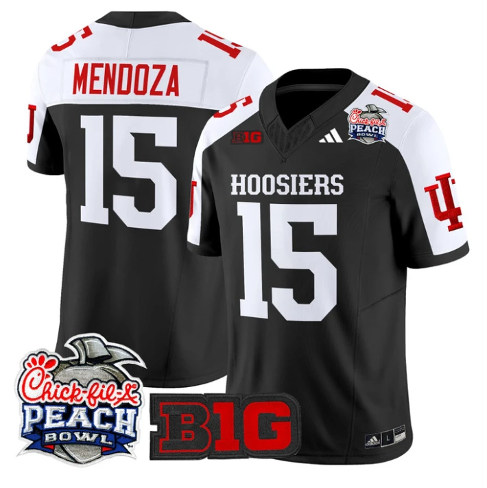 Fernando Mendoza Jersey #15 Indiana Hoosiers 2026 Peach Bowl Stitched by My Store NCAA Football Jerseys