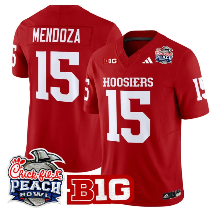 Fernando Mendoza Jersey #15 Indiana Hoosiers 2026 Peach Bowl Stitched by My Store NCAA Football Jerseys