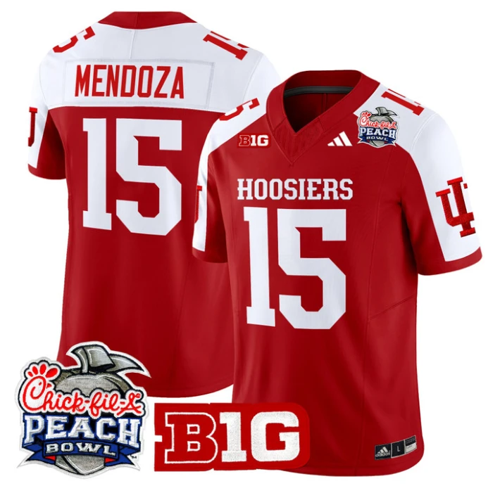 Fernando Mendoza Jersey #15 Indiana Hoosiers 2026 Peach Bowl Stitched by My Store NCAA Football Jerseys