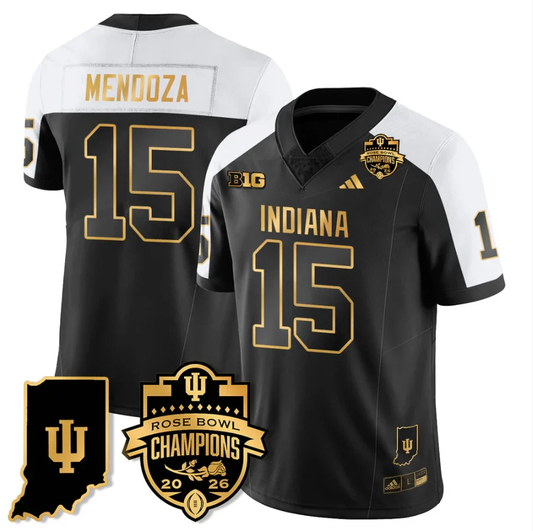 Fernando Mendoza Jersey #15 Indiana Hoosiers 2026 Rose Bowl Champions Stitched by My Store NCAA Football Jerseys
