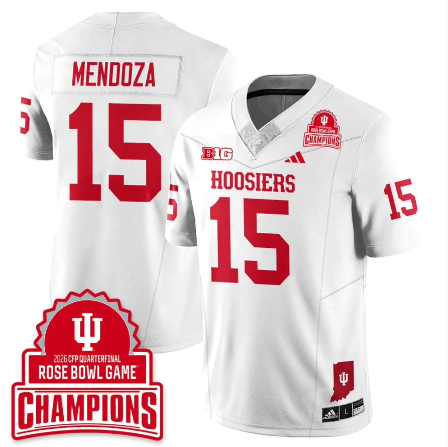 Fernando Mendoza Jersey #15 Indiana Hoosiers 2026 Rose Bowl Game Champions Stitched by My Store NCAA Football Jerseys